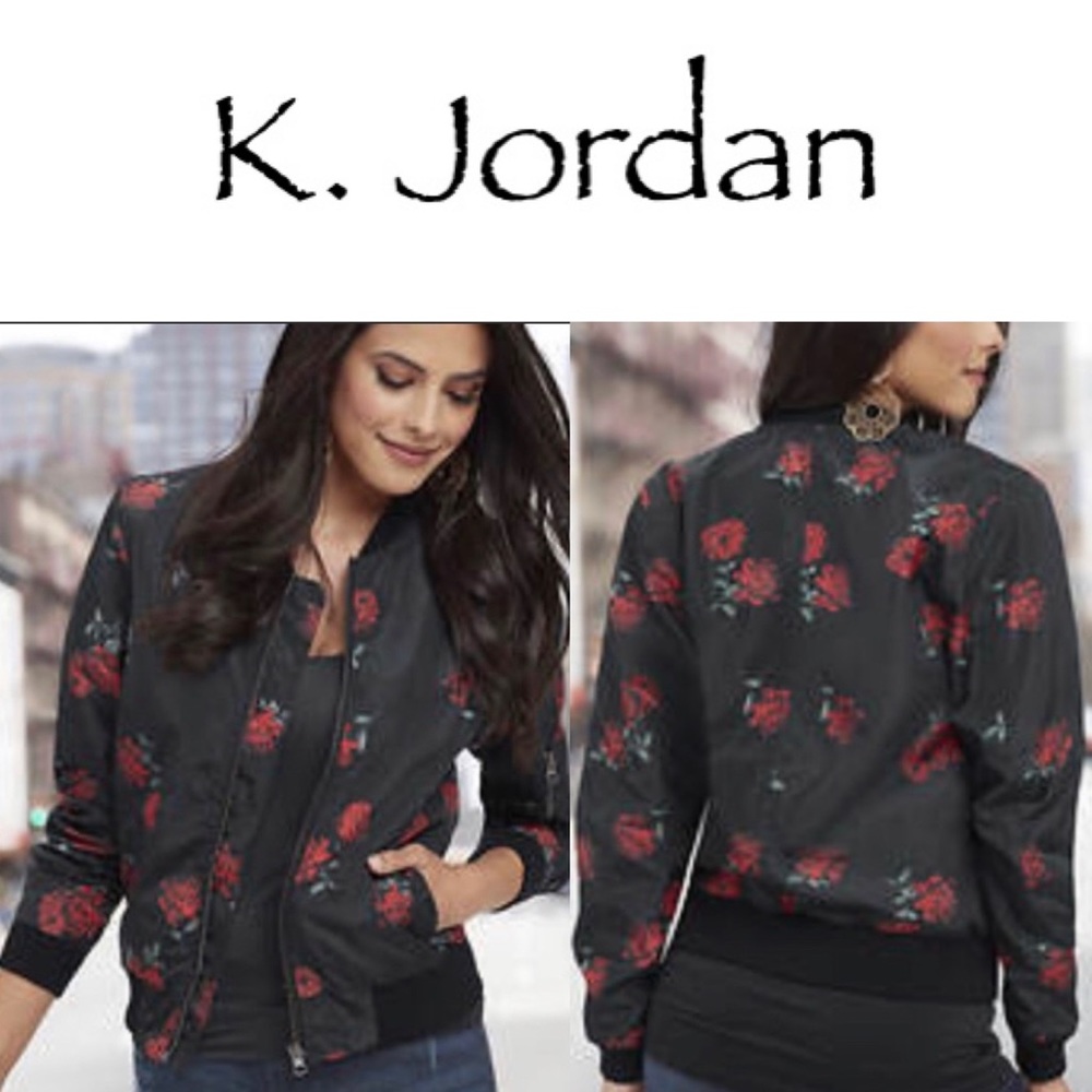NEW K. Jordan Black Floral Bomber Jacket Size 3X - Picture 9 of 9